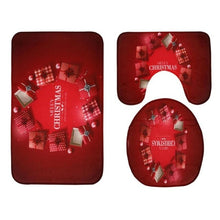 Load image into Gallery viewer, 3pcs Christmas Pattern Anti-Slip Bath Mat Toilet Seat Cover Bathroom Rug