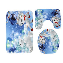 Load image into Gallery viewer, 3pcs Christmas Pattern Anti-Slip Bath Mat Toilet Seat Cover Bathroom Rug