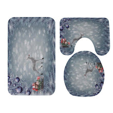 Load image into Gallery viewer, 3pcs Christmas Pattern Anti-Slip Bath Mat Toilet Seat Cover Bathroom Rug