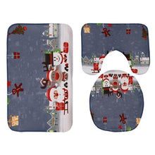 Load image into Gallery viewer, 3pcs Christmas Pattern Anti-Slip Bath Mat Toilet Seat Cover Bathroom Rug