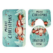 Load image into Gallery viewer, 3pcs Christmas Pattern Anti-Slip Bath Mat Toilet Seat Cover Bathroom Rug