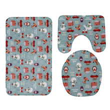 Load image into Gallery viewer, 3pcs Christmas Pattern Anti-Slip Bath Mat Toilet Seat Cover Bathroom Rug
