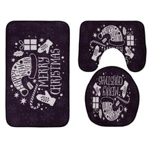 Load image into Gallery viewer, 3pcs Christmas Pattern Anti-Slip Bath Mat Toilet Seat Cover Bathroom Rug