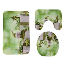Load image into Gallery viewer, 3pcs Christmas Pattern Anti-Slip Bath Mat Toilet Seat Cover Bathroom Rug