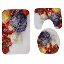 Load image into Gallery viewer, 3pcs Christmas Pattern Anti-Slip Bath Mat Toilet Seat Cover Bathroom Rug