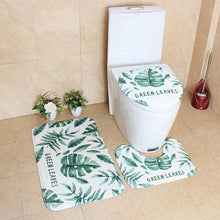Load image into Gallery viewer, 3Pcs/set Anti Slip 3D Plants Print Bath Mat Set Toilet Cover U Shape Floor Rugs for Bathroom Toilet Mat Home Decoration