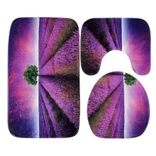 Load image into Gallery viewer, 3Pcs/set Anti Slip 3D Plants Print Bath Mat Set Toilet Cover U Shape Floor Rugs for Bathroom Toilet Mat Home Decoration