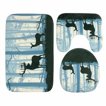 Load image into Gallery viewer, 3Pcs/set Anti Slip 3D Plants Print Bath Mat Set Toilet Cover U Shape Floor Rugs for Bathroom Toilet Mat Home Decoration