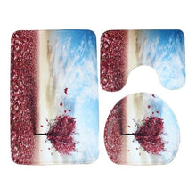 Load image into Gallery viewer, 3Pcs/set Anti Slip 3D Plants Print Bath Mat Set Toilet Cover U Shape Floor Rugs for Bathroom Toilet Mat Home Decoration