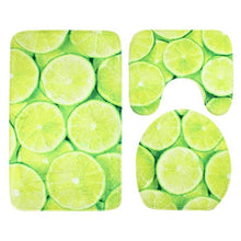 Load image into Gallery viewer, 3Pcs/set Anti Slip 3D Plants Print Bath Mat Set Toilet Cover U Shape Floor Rugs for Bathroom Toilet Mat Home Decoration