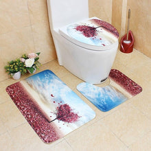 Load image into Gallery viewer, 3 Pcs Toilet Cover Nature View Printed Bathroom Mat Anti Slip Washable Toilet Cover U Shaped Floor Bath Mats Home Washroom Rugs