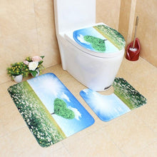 Load image into Gallery viewer, 3 Pcs Toilet Cover Nature View Printed Bathroom Mat Anti Slip Washable Toilet Cover U Shaped Floor Bath Mats Home Washroom Rugs