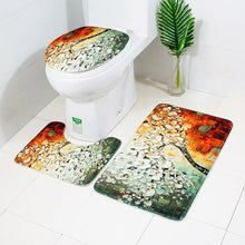 Load image into Gallery viewer, 3 Pcs Toilet Cover Nature View Printed Bathroom Mat Anti Slip Washable Toilet Cover U Shaped Floor Bath Mats Home Washroom Rugs